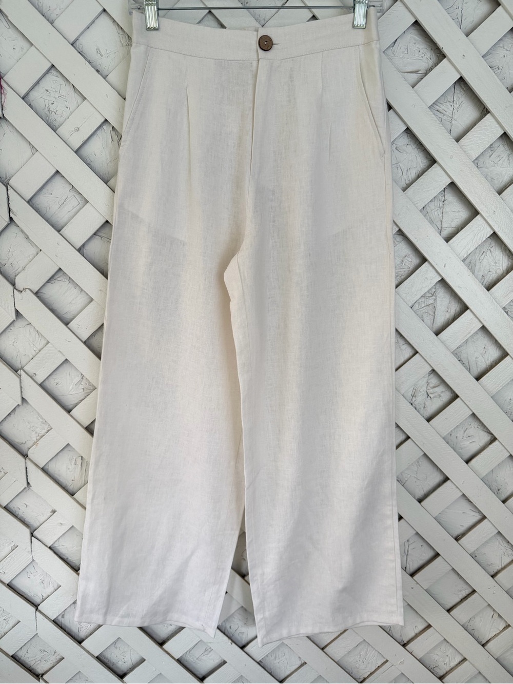 Love Tree Lightweight White Linen Viscose Pants Wide Leg size Small